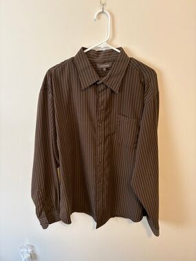 Denver Hayes Brown Pinstripe Button-Down Shirt